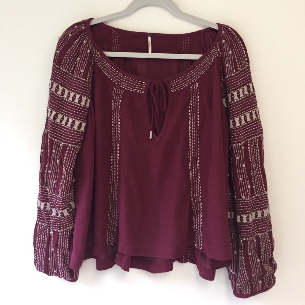 Free People Beaded Wavelengths Tunic in Maroon